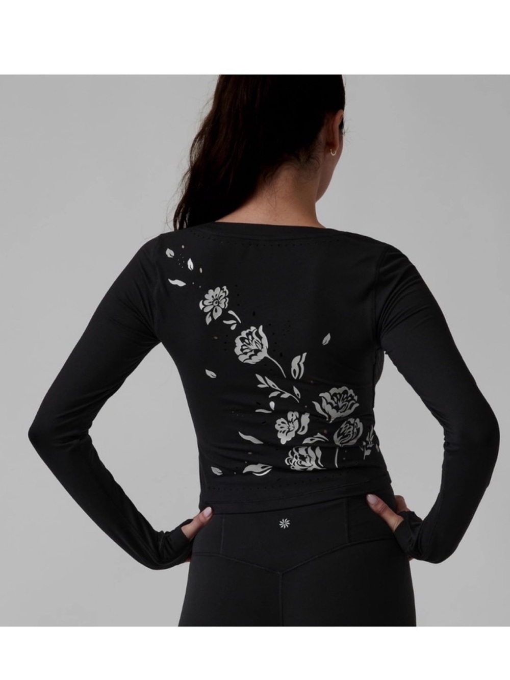 Athleta Shanti Floral Eyelet Top